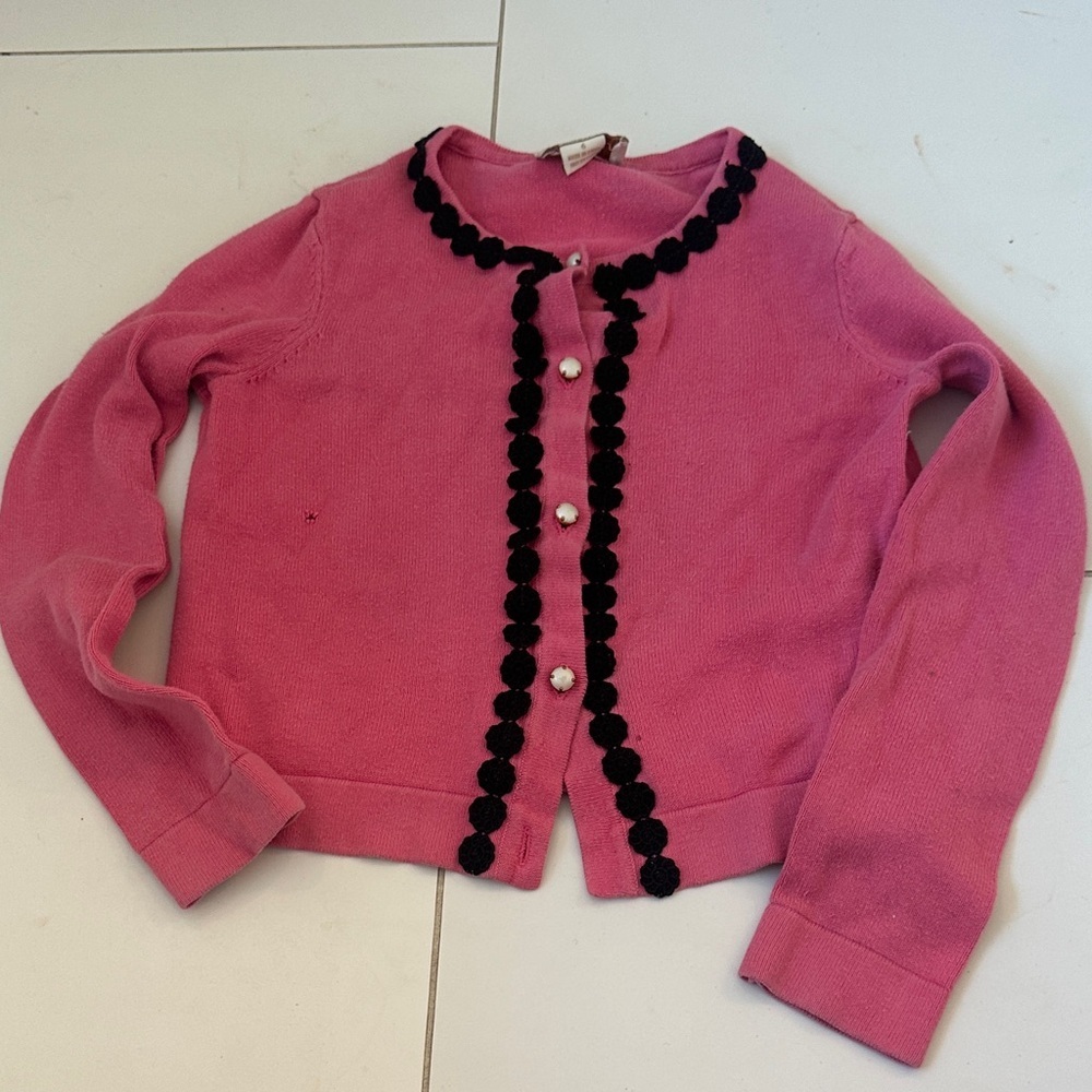 Kate spade Pink Kids Jacket with Black Trim 6 ** small hole - Picture 1 of 2